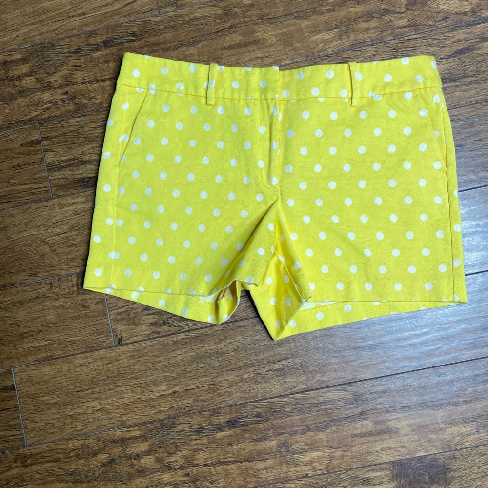 Ann Taylor yellow and white polka dot shorts size 14